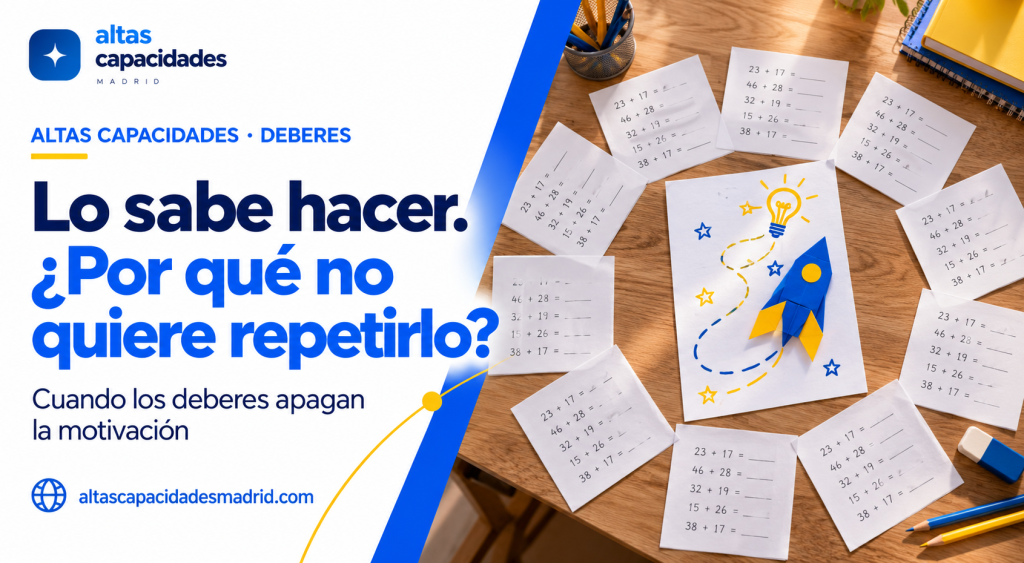 Altas capacidades y deberes repetitivos: cuando pierden la motivación