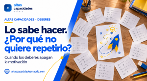 Fichas de deberes repetitivos alrededor de una actividad creativa sobre altas capacidades y pérdida de motivación.
